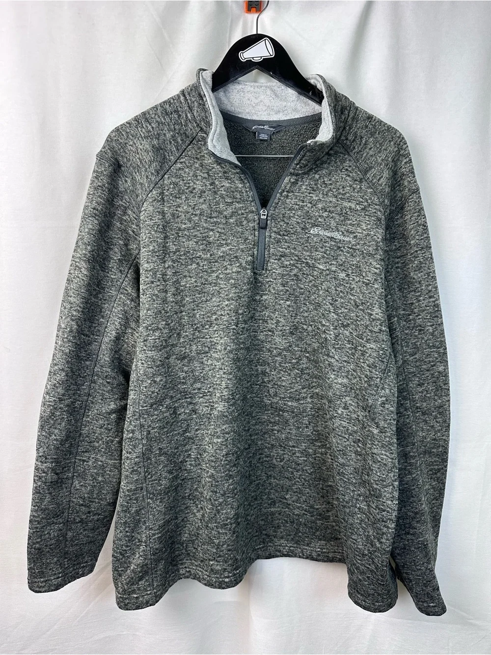 Eddie Bauer Men's Heather Charcoal Quarter-Zip Pullover